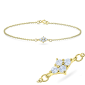 CZ Setting on Flower Bracelet BRS-572-GP